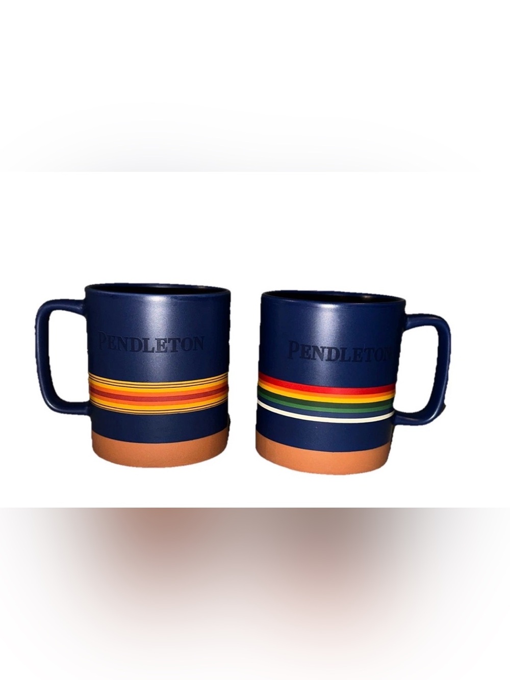 Pendleton National Parks Coffee Mug Set of 2 Multicolor Stripes Red, Navy Blue